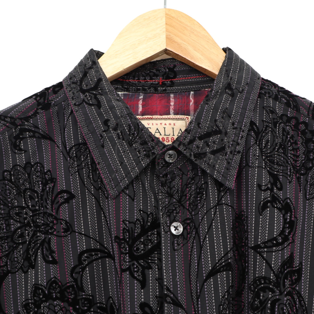 Vintage Italia Men's Velvet Floral Button Down Long Sleeve Shirt Sz XL - Picture 4 of 9